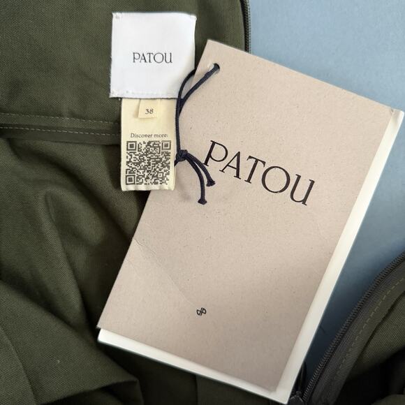 NWT Patou Canvas Pleated Winter Moss Green Organic Cotton Maxi Skirt - Picture 9 of 9